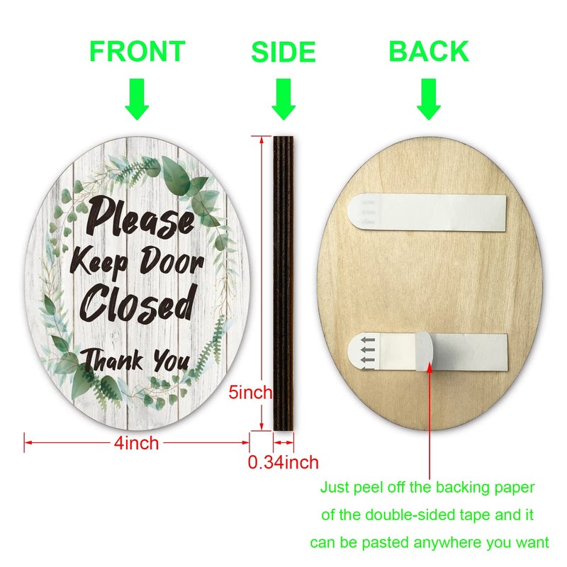FTONENI Please Keep Door Closed Sign for House, Front Door Thank You Sign for Indoor/Outdoor Home, Office or Business Use, 4 "" x 5 "" (with Strong Adhesive Tape) - PMB019 Multicolor - Image 2